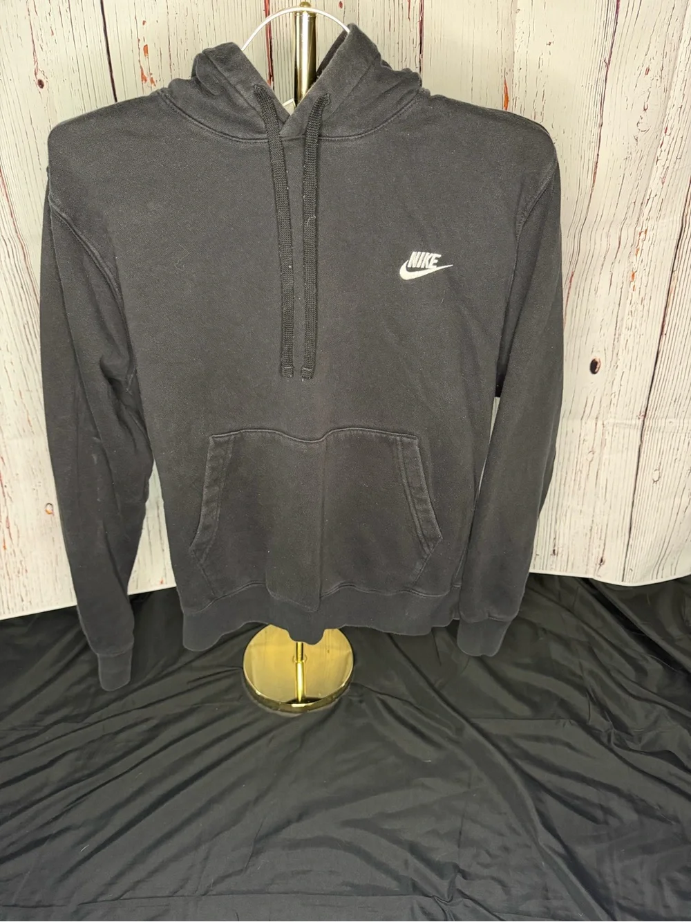 Nike Black Pullover Hoodie with White Swoosh 0364